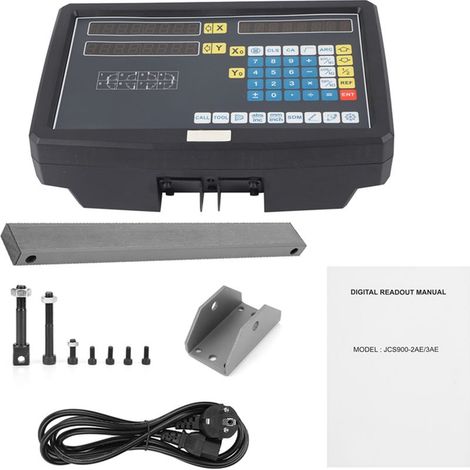 Eboxer 2-Achsen-Digitalanzeige (DRO) mit Zubehör, Messgerät für Fräsmaschinen, Drehmaschinen, Drahterodiermaschinen und andere Werkzeugmaschinen (110–240 V), Metall (1/5)