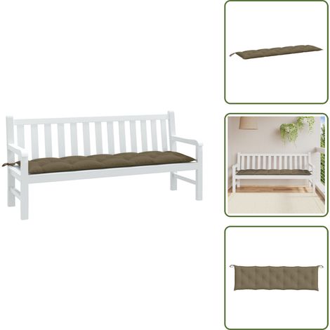 Coussin de banc de jardin taupe mélangé 180x50x7 cm tissu - Coussin De Banc De Jardin - Coussin D'extérieur - Coussin Décoratif - Coussin Confortable - Taup Melange