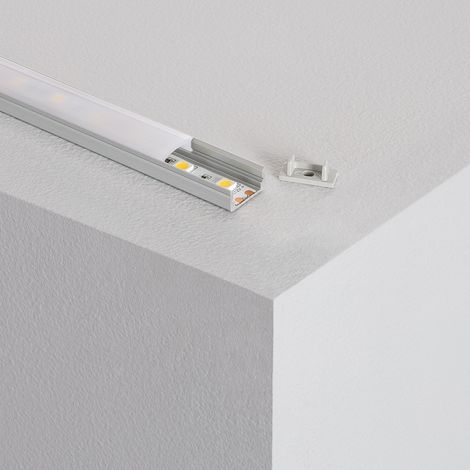 Profilo in Alluminio da superficie con Copertura Continua per strisce LED fino a 12 mm Alluminio 2 m Bianco traslucido (1/5)