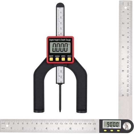 Depth Gauge, Angle Detection Ruler, Digital Protractor, 8 Inch/200mm Digital Height, 3.14 Inch/80mm Digital Height Hold Function, Smart Measuring Tools (1/4)