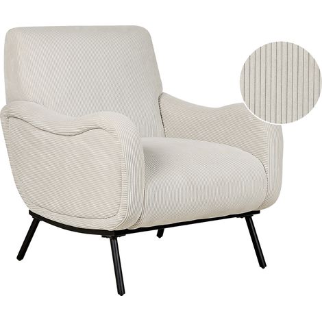 Sillón tapizado pana estilo retro respaldo bajo gris claro Almind (1/5)