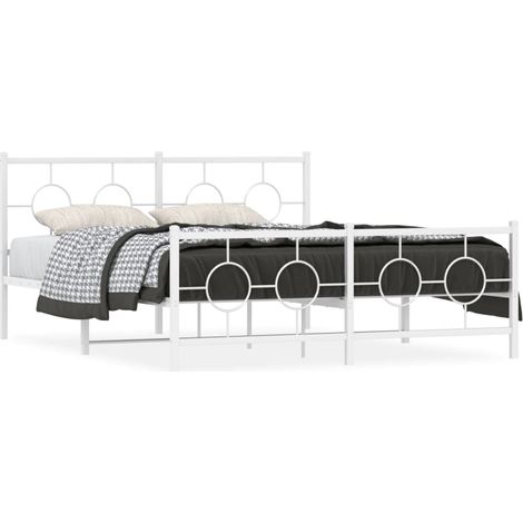 Maison Exclusive - Cadre de lit métal sans matelas et pied de lit blanc 150x200 cm (1/5)