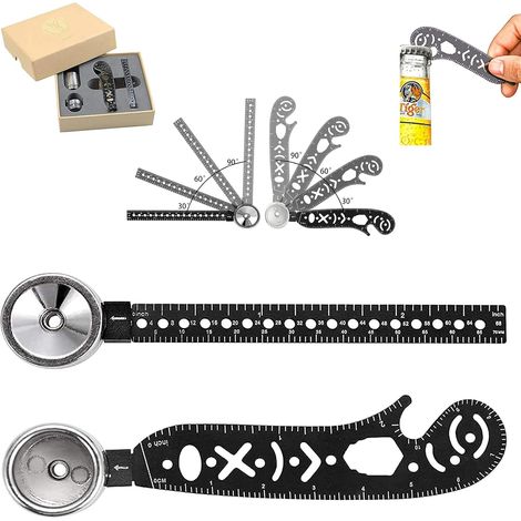 Herramienta de dibujo multifuncional, herramienta para dibujar círculos, regla metálica curva, herramienta versátil todo en uno, mini compás, transportador. (1/5)
