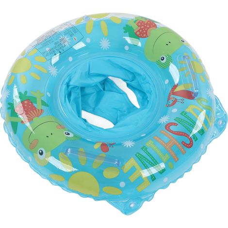 Wasserdichter Babyschwimmer mit zwei Griffen, leicht zu halten, Babyschwimmsitz, Schwimmhilfe für Badewanne und Pool, Froschdesign, blau. (1/5)