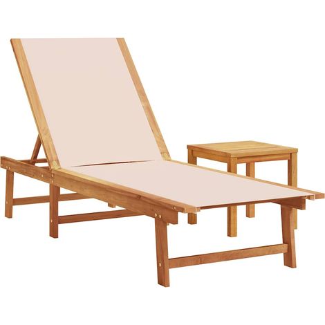 Maison Exclusive - Chaise longue et table crème bois d'acacia solide et textilène