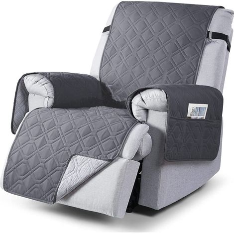 Housse de fauteuil inclinable 100 % étanche, housses antidérapantes pour fauteuil inclinable avec poche, housse de chaise inclinable lavable(DARK GRAY) (1/5)