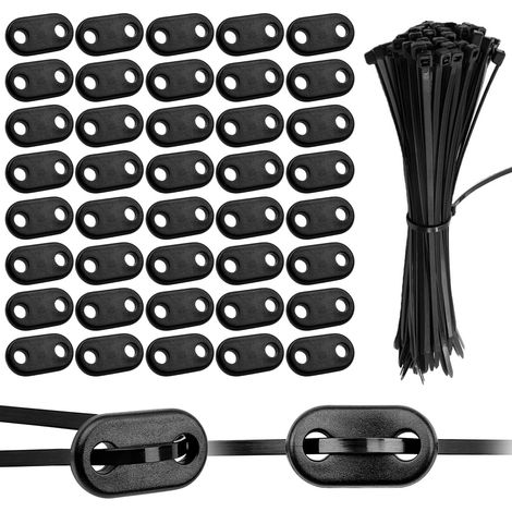 40 Clips de Montage en PVC avec 40 Attaches de Câble Plate de Montage, Kit de Fixation de Clôture Brise-Vue de Confidentialité en PVC Résistants à Intempéries pour Jardin Balcon (Noir) (1/5)