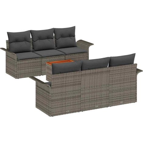 Maison Exclusive - Conjunto de sofás de jardín 7 pcs Gris ratán s
