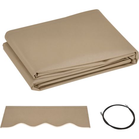 Tessuto di ricambio per tenda da sole, dimensioni 382 x 240 cm, con bordi rinforzati, protezione UV e impermeabile, colore beige. Ideale per terrazze.