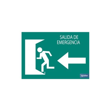 Panneau de sortie de secours luminescent 297x210mm, conception à gauche.