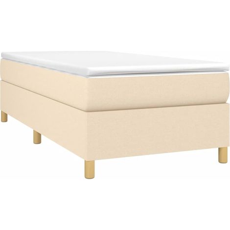 vidaXL Sommier à lattes de lit avec matelas Crème 90x200 cm Tissu