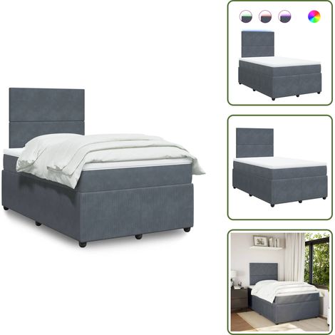 Sommier à lattes de lit et matelas gris foncé 120x190cm velours - Sommier À Lattes De Lit - Sommiers À Lattes De Lit - Lit - Meuble De Chambre À Coucher (1/5)