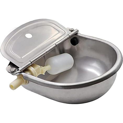 [JAMAIS UTILISÉ]Abreuvoir automatique en acier inoxydable pour chevaux avec robinet à flotteur réglable et bouchon de vidange - Récipient pour chiens bovins moutons porcs