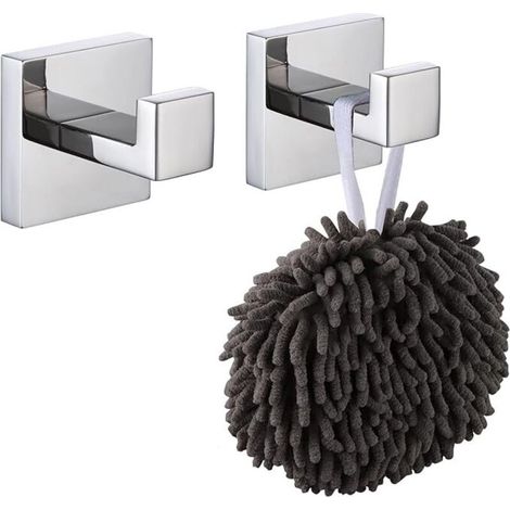 2er-Pack quadratische Wandhaken für Kleidung, Mäntel, Badezimmer, Küche, Garage, Edelstahl SUS 304, poliertes Chrom (5,5 x 5,5 cm) (1/3)