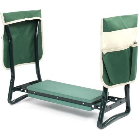 2 en 1 Tabouret de Jardin & Agenouilloir Pliable Rembourrage 150kg 2 Sacs de Rangement (1/5)