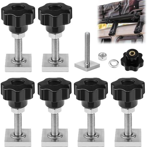 T-Track Clamp écrou à Poignée Étoile,6pcs Vis Papillon Bouton T-Track Écrous Coulissants,Vis Coulissantes M6 en Acier Inoxydable,Adaptateur T-Track,Adaptateur à Rainure en T (1/5)