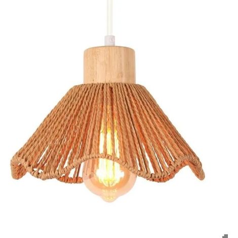 Lustre Supension Industriel ,Lamp de Plafond Abat-jour en Rotin Metal Design Fleur Plafonnier Vintage pour Salon Chambre (1/5)