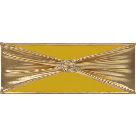 Nastro elastico per sedia da 25 pezzi con fibbia a diamante finitura oro DEC022458