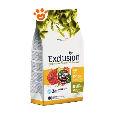 Exclusion Dog Mediterraneo Noble Grain Small Breed Adult Manzo - Sacco 7 Kg -