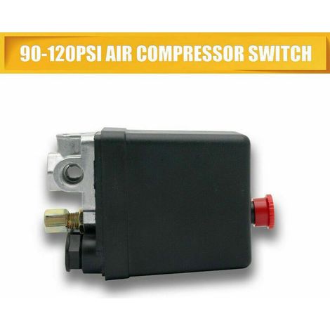 Pressostat pour Compresseur d'Air G1/4 - Interrupteur de Pression 12 Bar, Triphasé 240V, 4 Orifices, Montage Vertical avec Valve de Décharge (1/5)