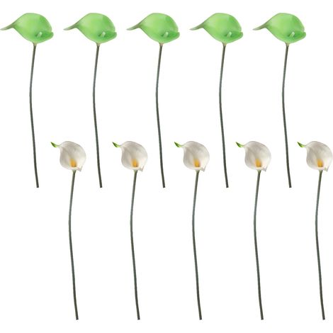 Bouquet de 10 fleurs artificielles de lys calla pour mariage, fête prénuptiale et décoration intérieure. Faux lys calla. (1/5)