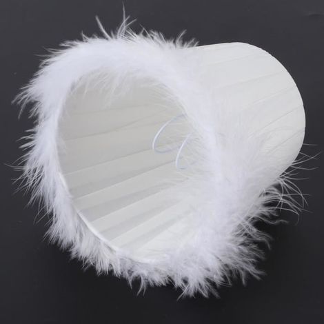 Abat-jour en plumes - Vintage - Blanc - Léger - Éclairage doux - Lampe de nuit LED