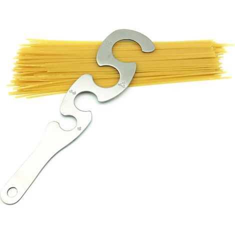 Mesureur à spaghetti en acier inoxydable à 4 trous, règle à spaghetti en forme de S, ustensile de cuisine pratique et durable (1/5)