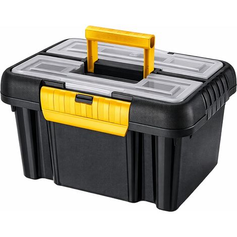 Cassetta porta attrezzi Nera da 25 Litri con coperchio e scomparti mis. 44,5x36x26 cm in plastica rigida (1/5)
