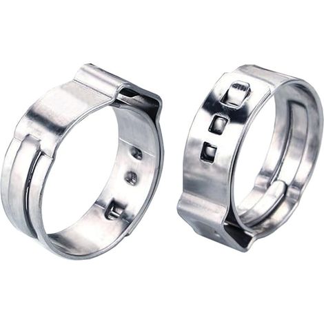 Irovami Lot de 50 colliers de serrage à une oreille de 13,7 à 16,2 mm, MISPIRE, en acier inoxydable 304, pour la fixation de tuyaux, applications automobiles et électroménagers. (1/5)
