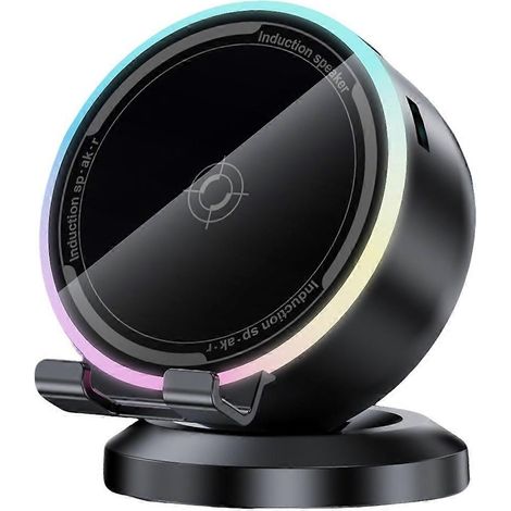 Sans Fil Induction Enceinte avec RGB Light et 360 Degré Rotation HD Surround Son Enceinte Bluetooth Téléphone Support (1/5)