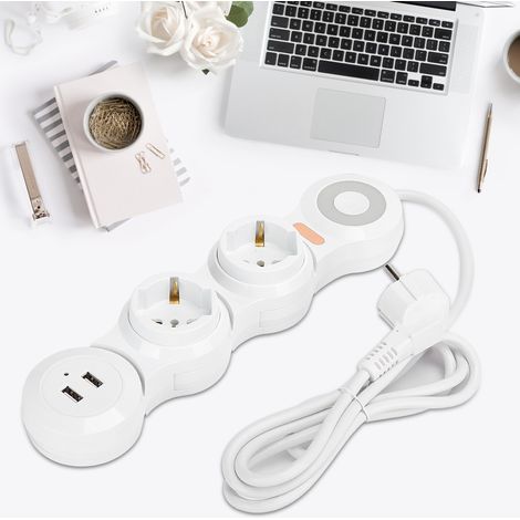 Multiprise Murale avec 2 Ports USB, 10A, 250V, Compacte et Sécurisée pour Maison