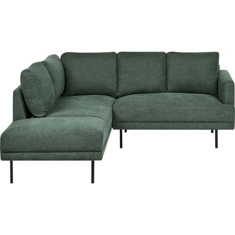 Sofá esquinero moderno tapizado 4 plazas patas de metal respaldo acolchado minimalista tela derecho verde oscuro Breda (1/5)