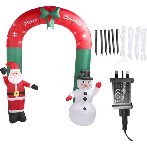 7,9 pi Gonflable de Noël Arc Père Noël Bonhomme de Neige Décor Extérieur avec Prise UK 220V pour Jardin Pelouse Fête (1/5)
