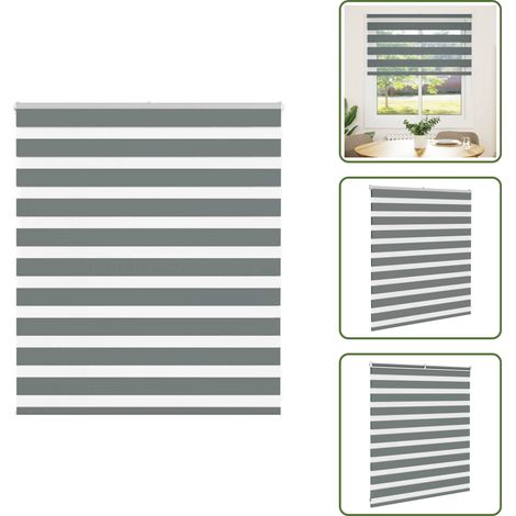 Zebrarollo Dunkelgrau 135x100 cm Stoffbreite 130,9 cm Polyester - Zebra-Jalousie - Zebra-Jalousien - Zebra-Rollo - Doppelrollo (1/5)
