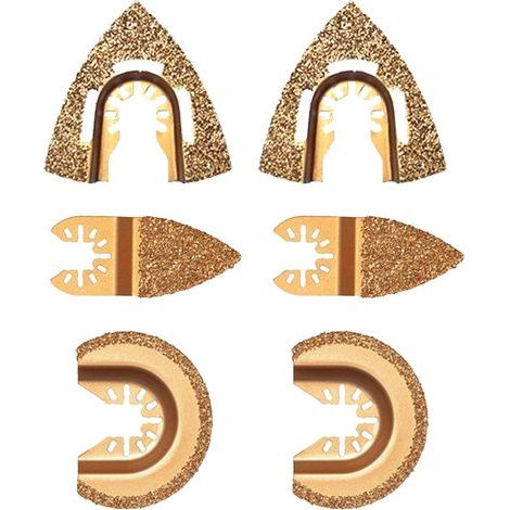6 Pcs Diamond Carbide Oscillating Saw Blades - Triangular Semicircle - Universal - Carbide - For Combination Saws - For Joints (1/5)