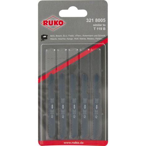 Packung mit 5 RUKO HCS Stahl-Stichsägeblättern 77 mm für Holz und Metall. (1/2)