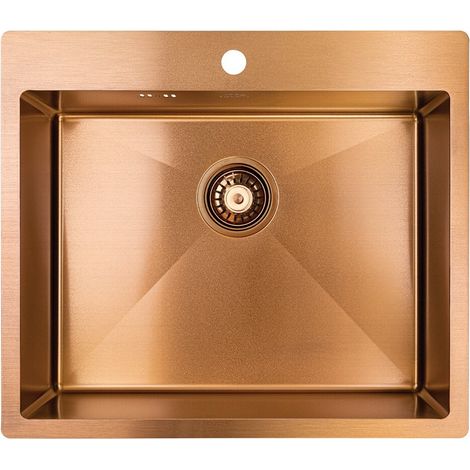 Fregadero empotrado de un solo seno, acero, cobre, marmara, Laveo (1/5)