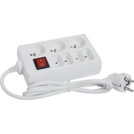Bloc mixte 3 prises 16A+T + 4 prises 6A avec interrupteur Câble 1 m
