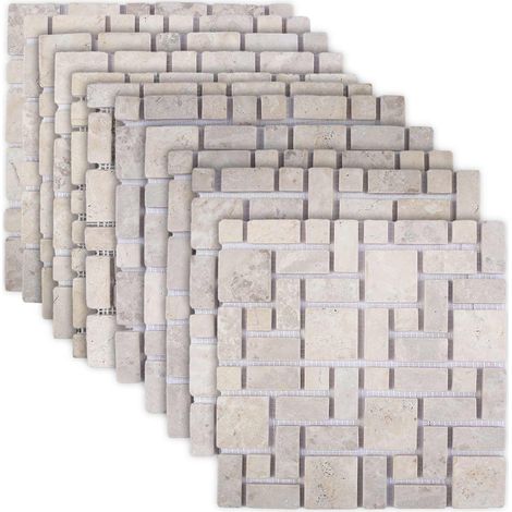 Baldosas de Mosaico Crema 30 x 30 cm Mármol vidaXL (1/5)