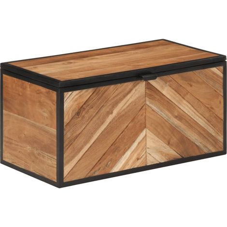 Truhe 60x30x30 cm Massivholz Akazie und Eisen
