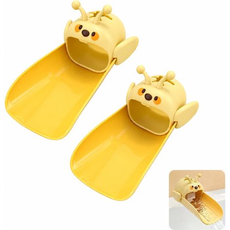 2pcs Robinet Extender, Rallonges de Robinet Pour en Silicone Jaune, Extension Robinet Lavabo, Adaptateur Robinet Cuisine Salle De Bain, Design Ergonomique (1/5)