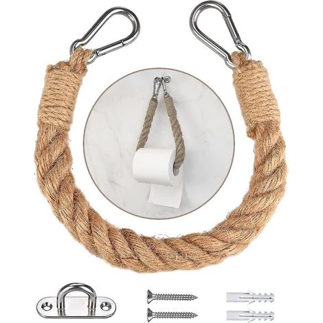 Vintage-Toilettenpapierhalter aus Hanfseil mit Schrauben – Retro-Accessoire für Bad und Küche (1/4)