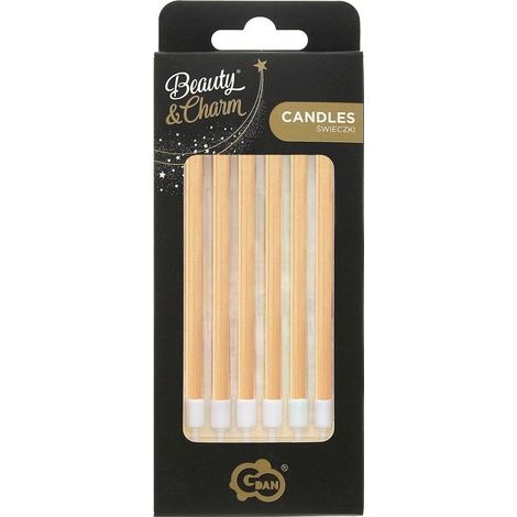 Candele B&C color oro metallizzato chiaro, 13,5x0,4 cm, 6 pezzi