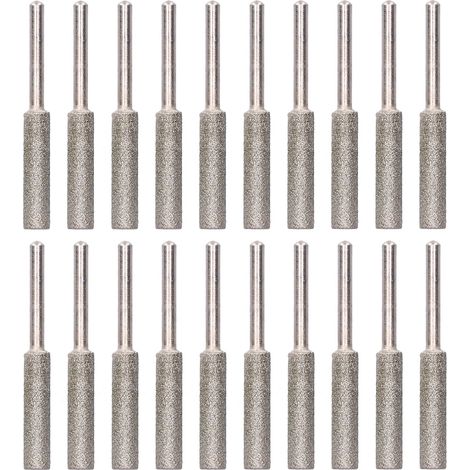 Packung mit 20 5,5-mm-Rotationsfeilen für Kettensägenschärfer, Stahlschleifkopf, Silber-Schärfset, professionelles Schleifzubehör. (1/5)