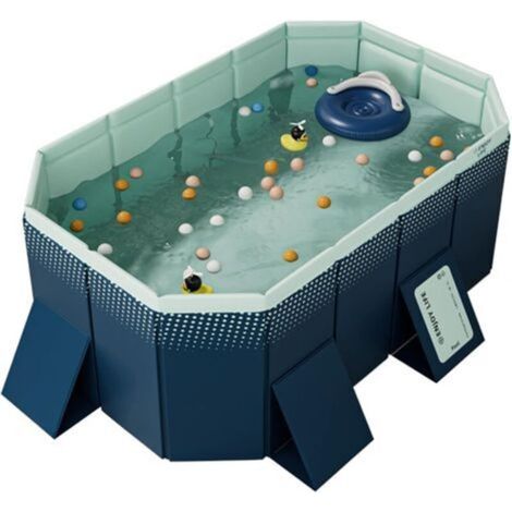 Pataugeoire pour Enfants - Piscine Familiale Pliable Non Gonflable de Jardin pour Adultes - Bleue (185 × 138 × 53 cm) (1/5)