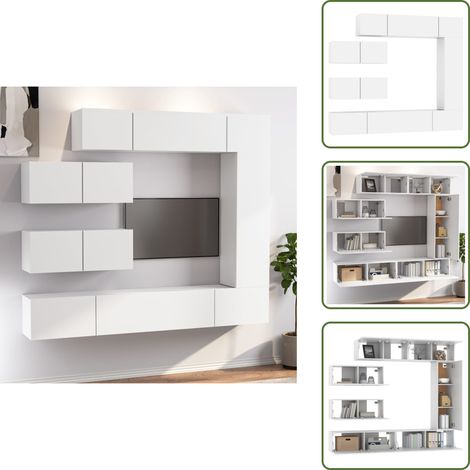 Mobili in legno multistrato - vidaXL Set di Mobili Porta TV 7 pz Bianco in Legno Multistrato - Set di arredamento TV