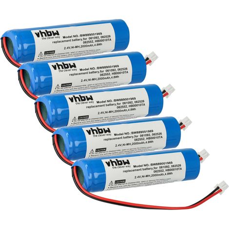 vhbw 5x batería compatible con Legrand BAEH IP66 ECO1, BAPI, BAES, URA, DBR IP66 ECO1 vía de evacuación (2000 mAh, 2,4 V, NiMH)