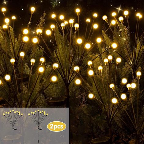 2 luci solari a LED Firefly, impermeabili, per esterni, con 10 lampadine, grado di protezione IP65, romantiche per giardino, patio e come decorazione notturna. (1/5)