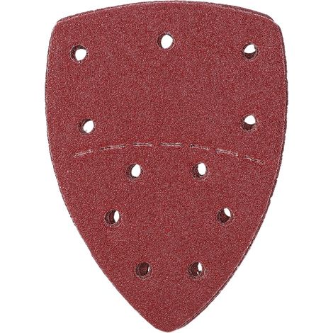 Ortviai Papier abrasif triangulaire pour ponceuse manuelle – 60 pièces, grain 40, 140 x 140 x 100 mm, 11 trous (1/5)