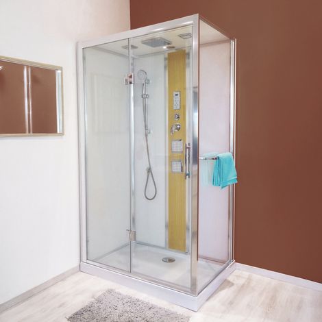 ONDEE - Cabina hidromasaje SÖREN - Montaje sin silicona - 140x80x212cm - cromado - se entrega en kit (1/4)